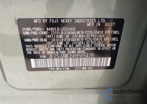 2017 Subaru Forester 2.5I Touring из США, поврежденный, VIN JF2SJAWC6HH565428